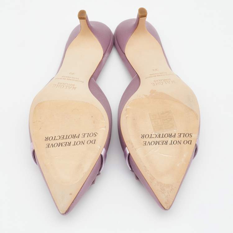 Pre Owned Malone Souliers Lilac Satin Pointed Toe Mules Size 39