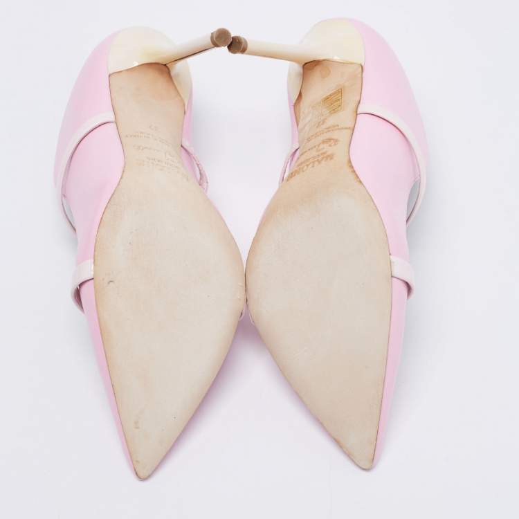 Pre Owned Malone Souliers Pink/Cream Leather Maureen Pumps Size 37