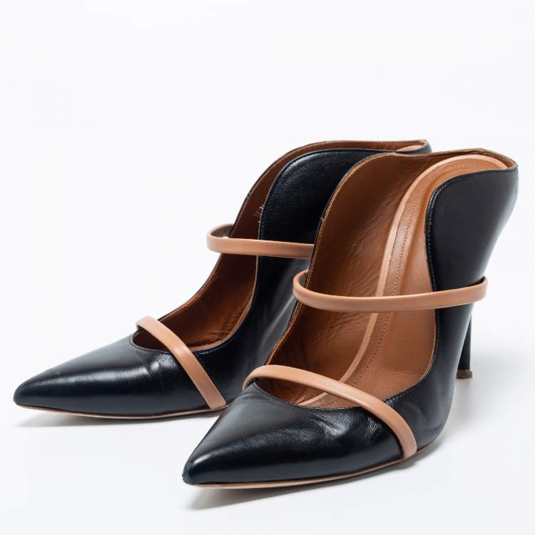 Pre Owned Malone Souliers Black/Tan Leather Maureen Mules Size 40