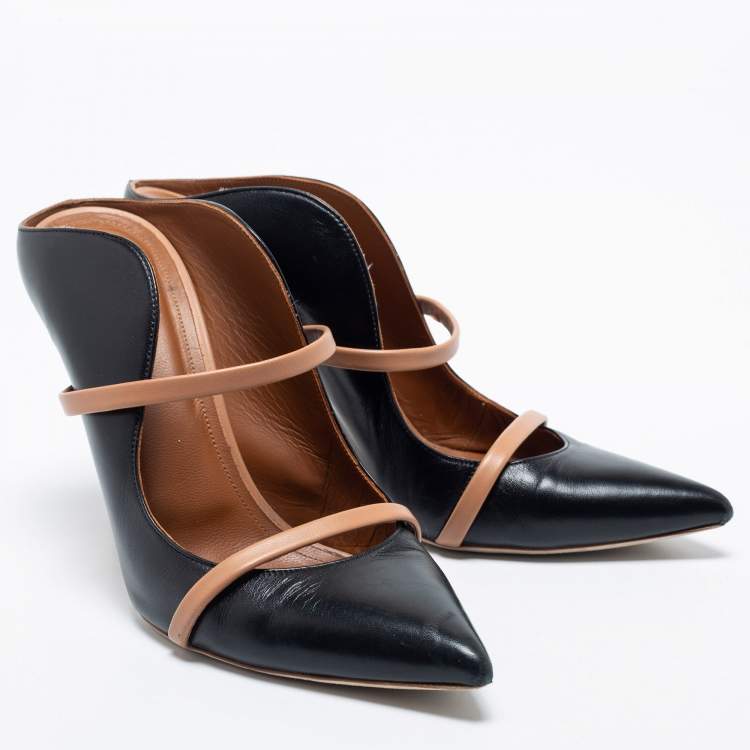 Pre Owned Malone Souliers Black/Tan Leather Maureen Mules Size 40