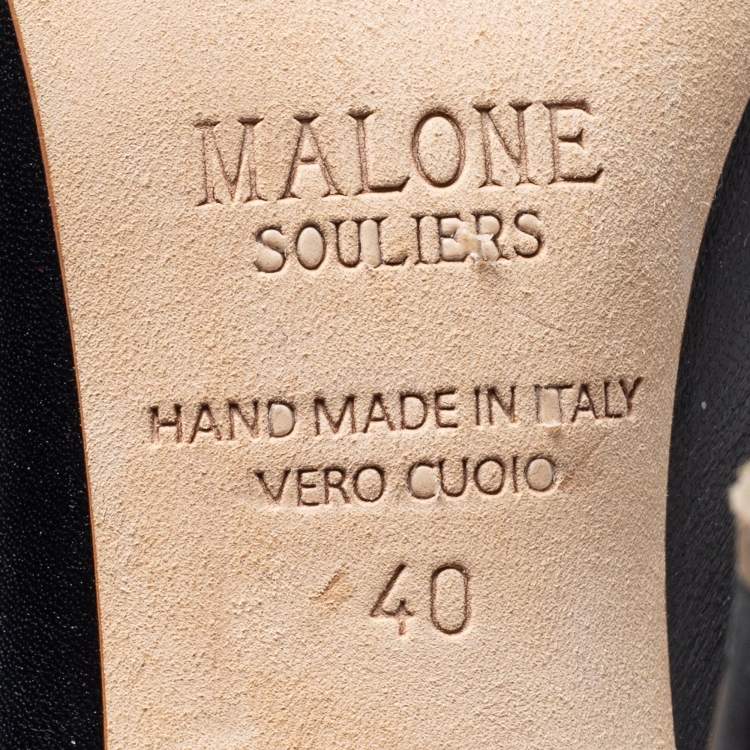 Pre Owned Malone Souliers Black/Tan Leather Maureen Mules Size 40