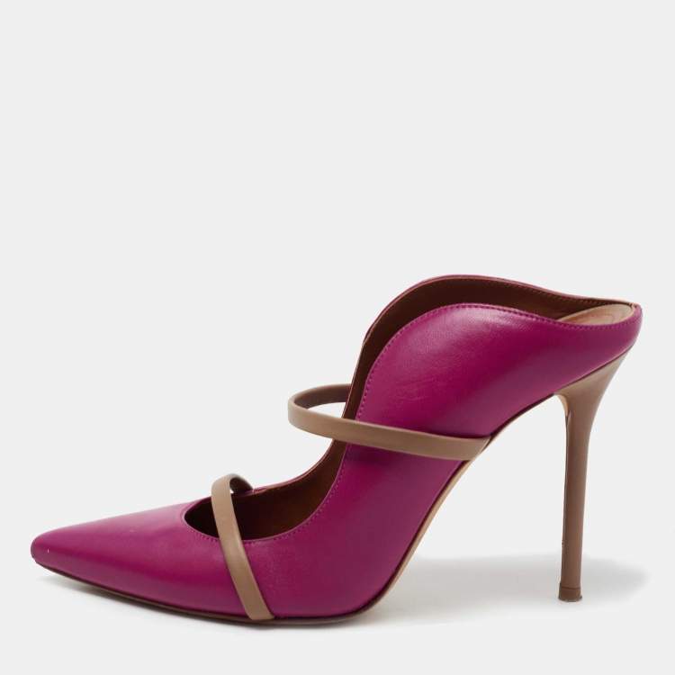 Pre Owned Malone Souliers Pink/Beige Leather  Maureen Sandals Size 39