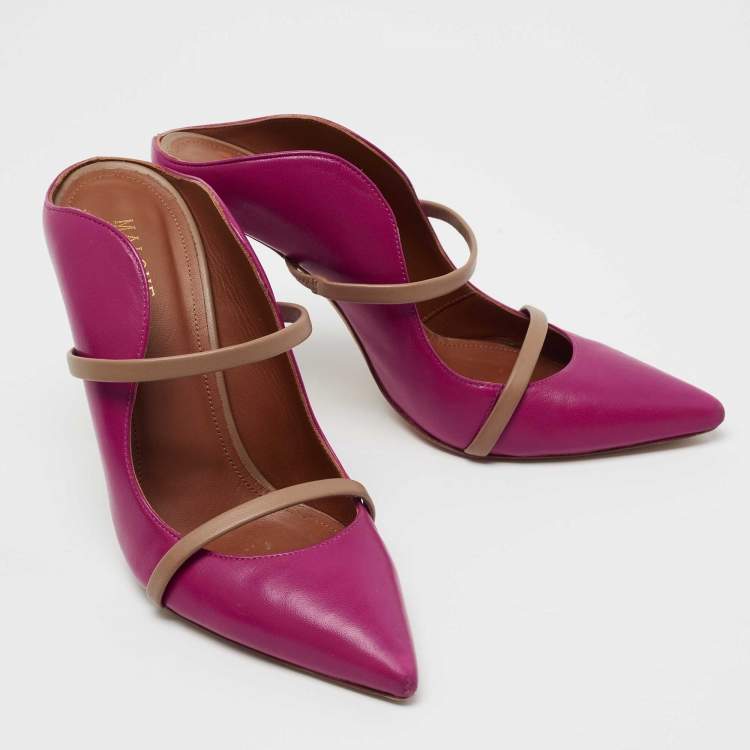 Pre Owned Malone Souliers Pink/Beige Leather  Maureen Sandals Size 39