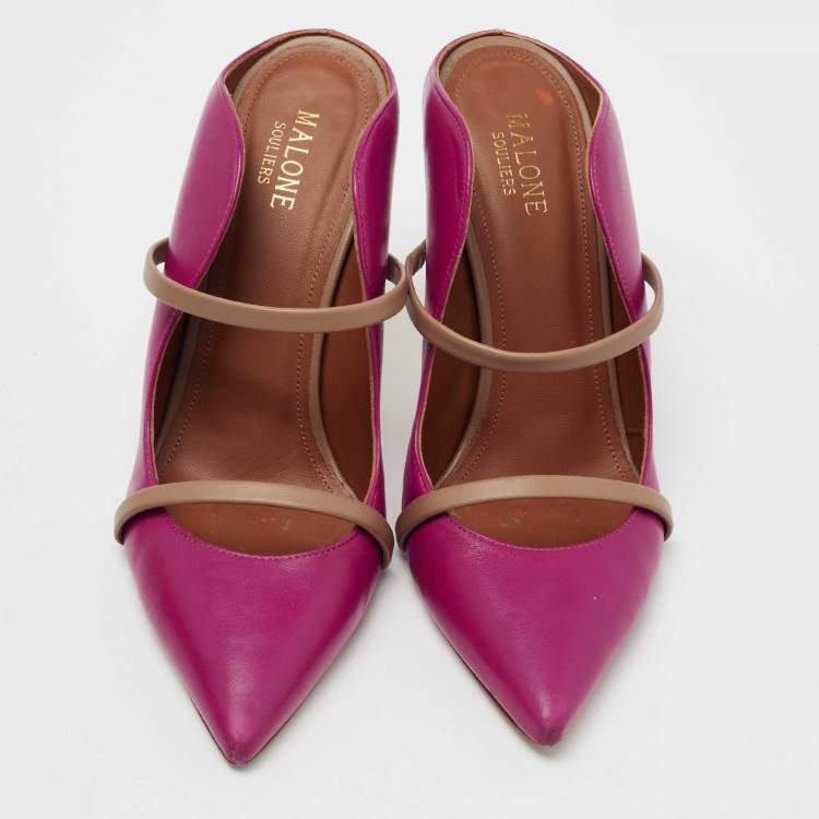 Pre Owned Malone Souliers Pink/Beige Leather  Maureen Sandals Size 39