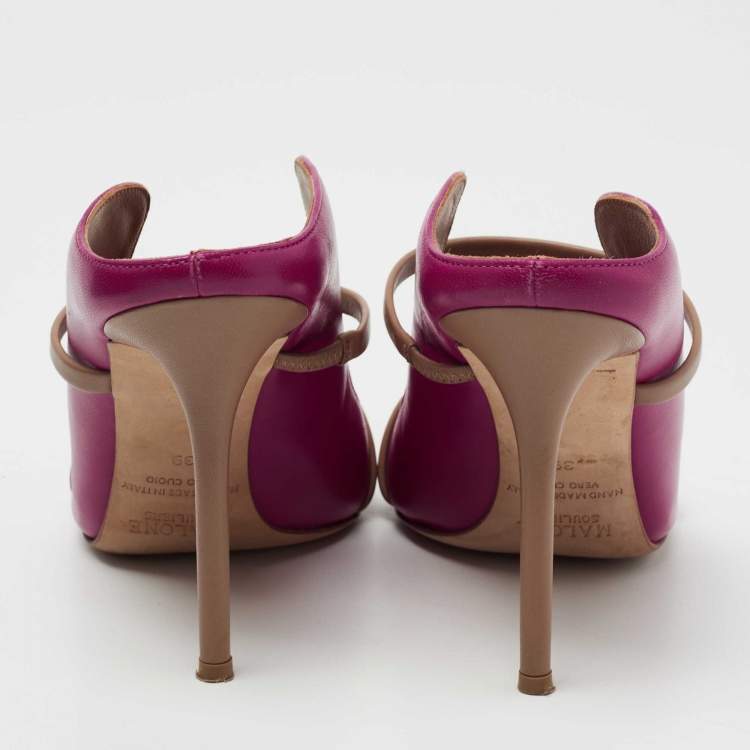 Pre Owned Malone Souliers Pink/Beige Leather  Maureen Sandals Size 39