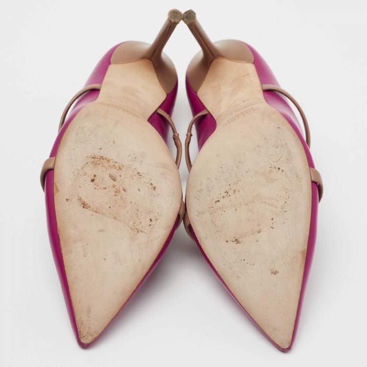 Pre Owned Malone Souliers Pink/Beige Leather  Maureen Sandals Size 39
