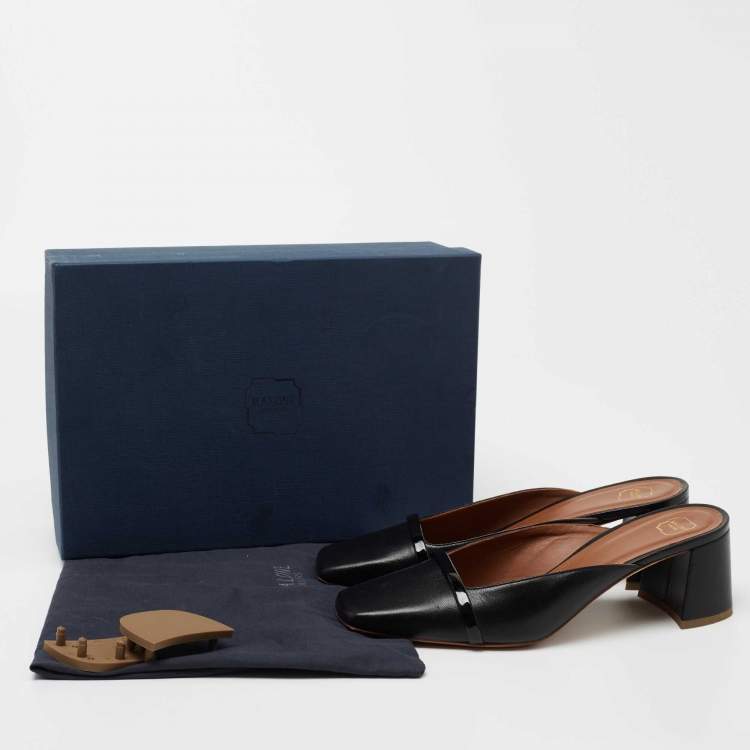 مملوكة مسبقًا Malone Souliers Black Leather Carmen Mules Size 38
