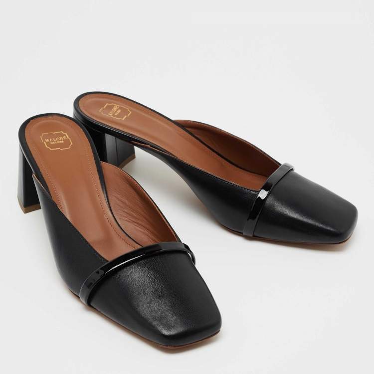 مملوكة مسبقًا Malone Souliers Black Leather Carmen Mules Size 38