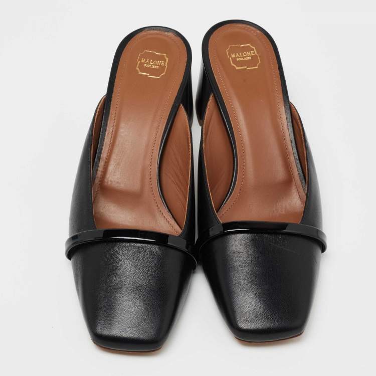 مملوكة مسبقًا Malone Souliers Black Leather Carmen Mules Size 38