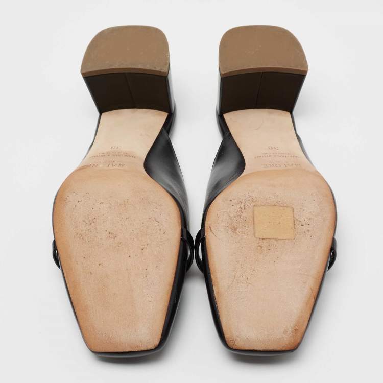 مملوكة مسبقًا Malone Souliers Black Leather Carmen Mules Size 38