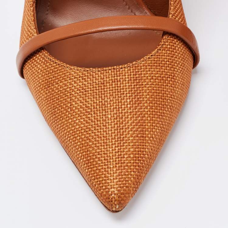 Pre Owned Malone Souliers Brown Canvas and Leather Maureen Mules Size 41