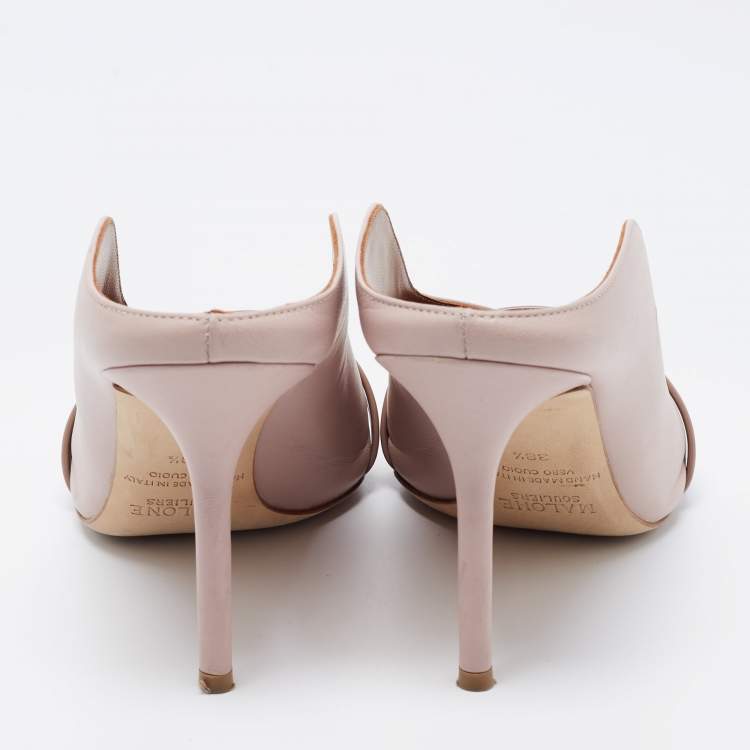 Pre Owned Malone Souliers Beige Leather Jake Pointed Toe Mules Size 38.5