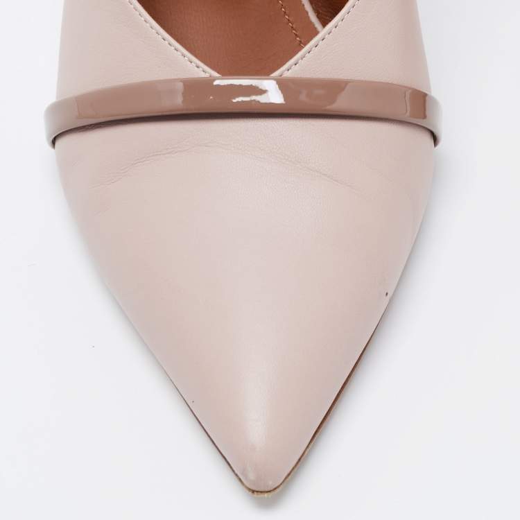 Pre Owned Malone Souliers Beige Leather Jake Pointed Toe Mules Size 38.5