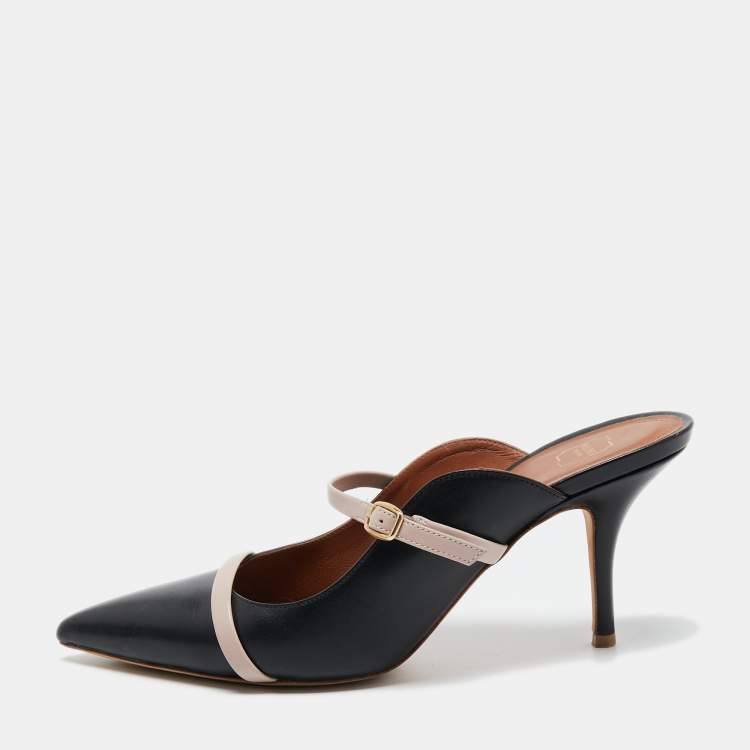 مملوكة مسبقًا Malone Souliers Black/Dusty Pink Leather Maureen Mules Size 40