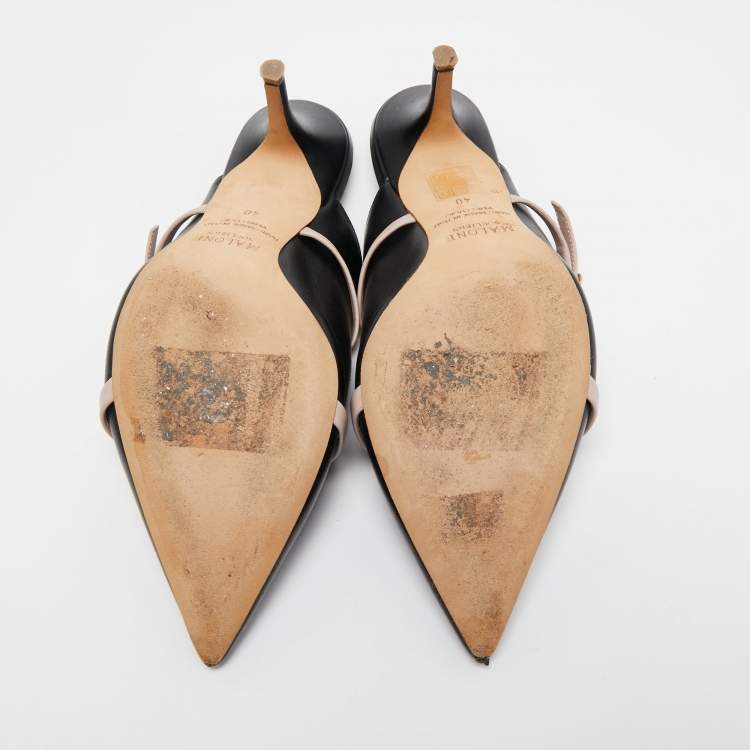 مملوكة مسبقًا Malone Souliers Black/Dusty Pink Leather Maureen Mules Size 40