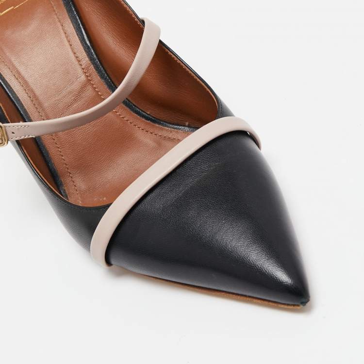 مملوكة مسبقًا Malone Souliers Black/Dusty Pink Leather Maureen Mules Size 40