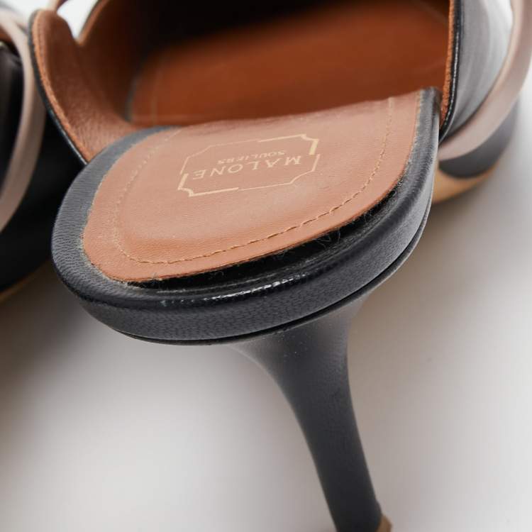 مملوكة مسبقًا Malone Souliers Black/Dusty Pink Leather Maureen Mules Size 40