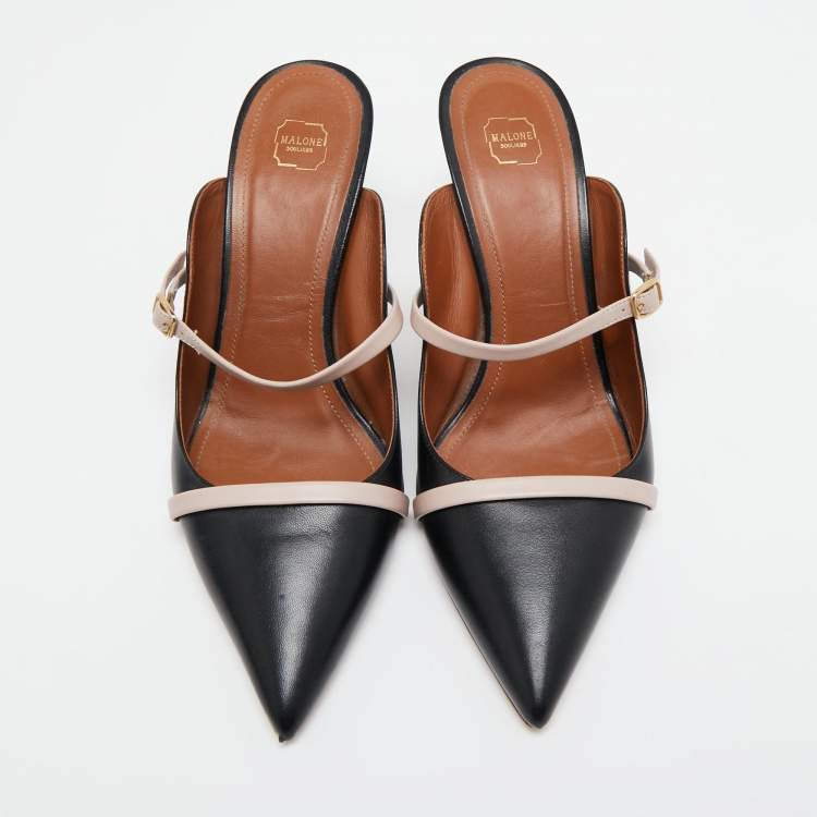 مملوكة مسبقًا Malone Souliers Black/Dusty Pink Leather Maureen Mules Size 40