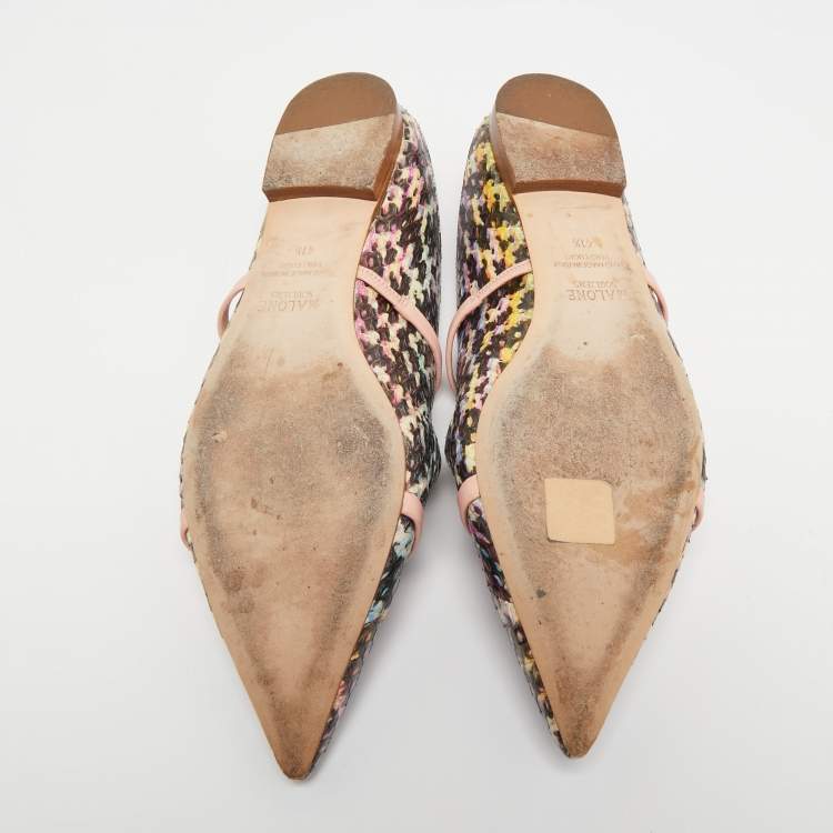 Pre Owned Malone Souliers Multicolor Python Leather Maureen Flat Mules Size 41.5