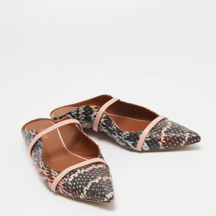 Pre Owned Malone Souliers Multicolor Python Leather Maureen Flat Mules Size 41.5