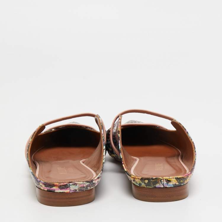 Pre Owned Malone Souliers Multicolor Python Leather Maureen Flat Mules Size 41.5