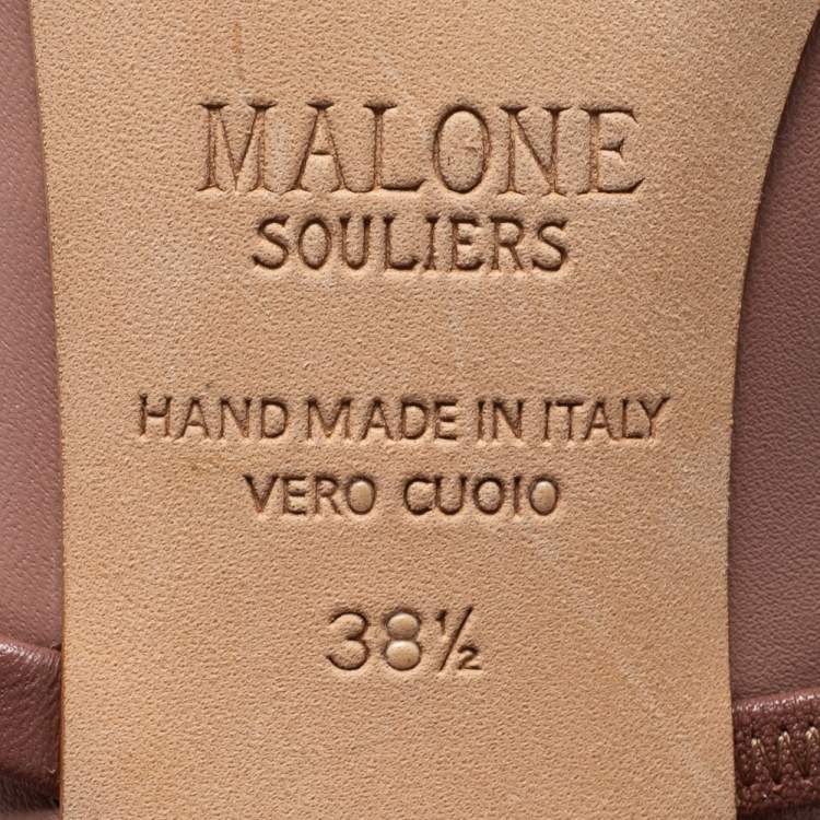 Pre Owned Malone Souliers Dusty Pink Leather Norah Block Heel Mules Size 38.5