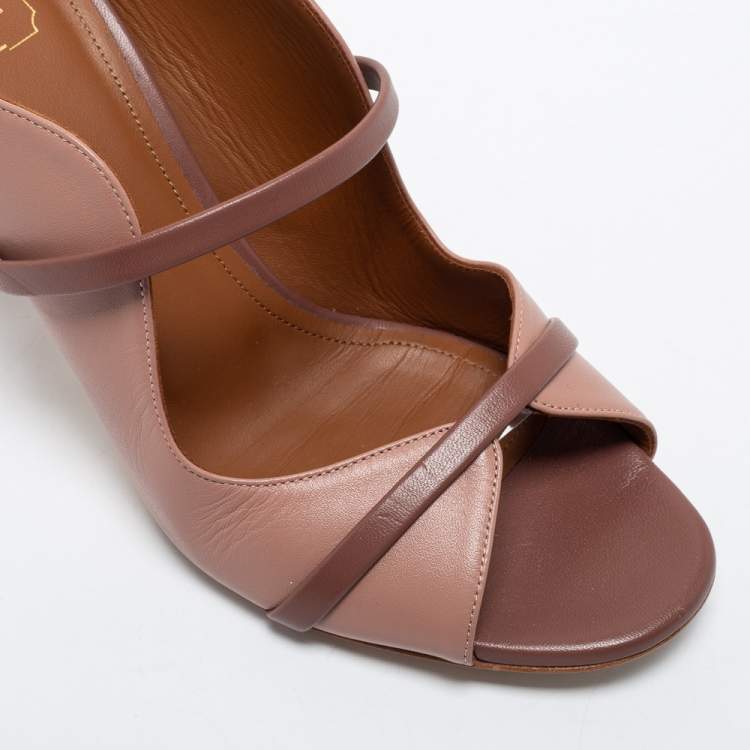 Pre Owned Malone Souliers Dusty Pink Leather Norah Block Heel Mules Size 38.5