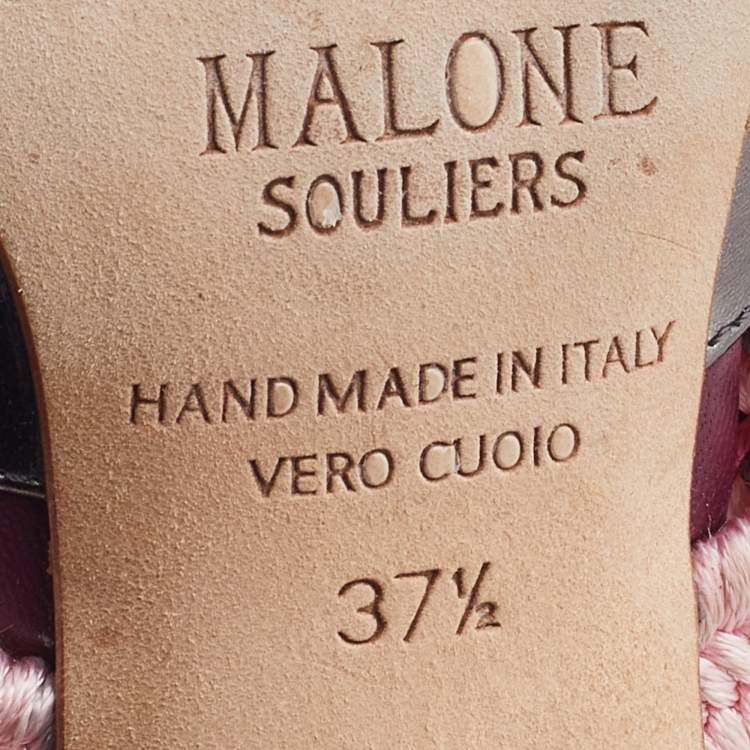 Pre Owned Malone Souliers Multicolor Patent Leather and Stretch Band Maisie Mules Size 37.5