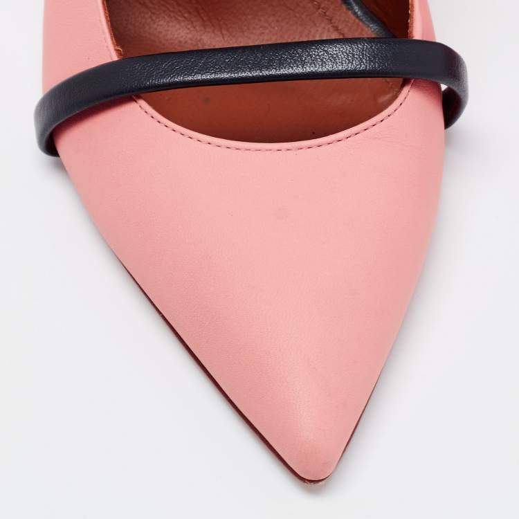 Pre Owned Malone Souliers Peach/Black Leather Maureen Pumps Size 38