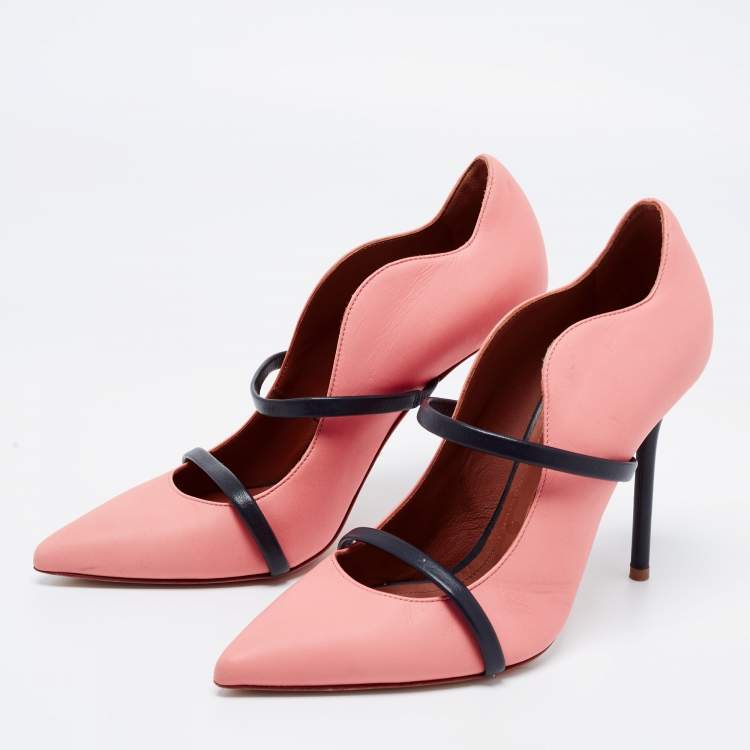 Pre Owned Malone Souliers Peach/Black Leather Maureen Pumps Size 38