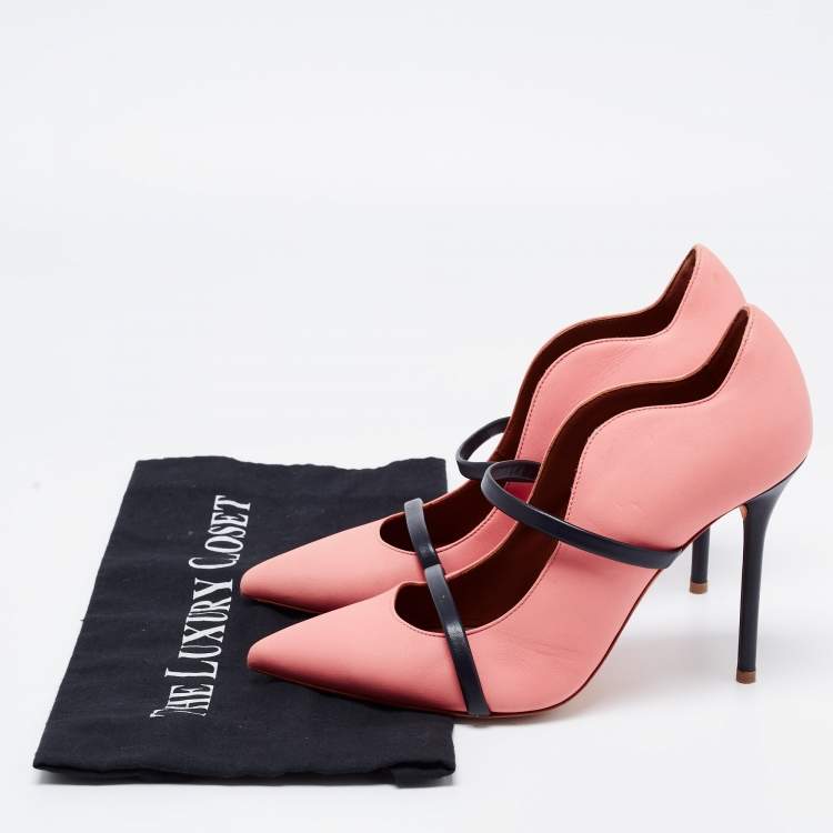 Pre Owned Malone Souliers Peach/Black Leather Maureen Pumps Size 38