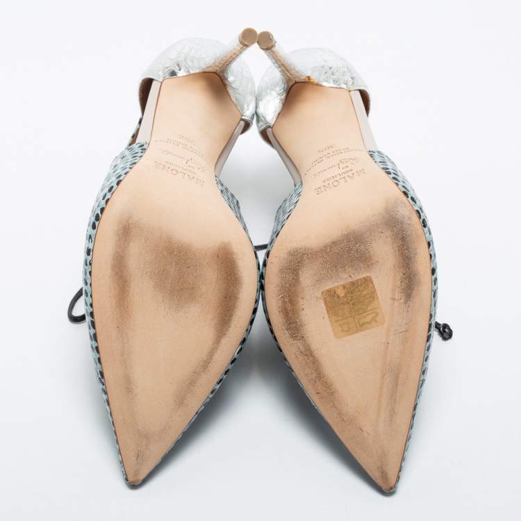 مملوكة مسبقًا Malone Souliers Multicolor Snakeskin Montana Lace Up Booties Size 38.5