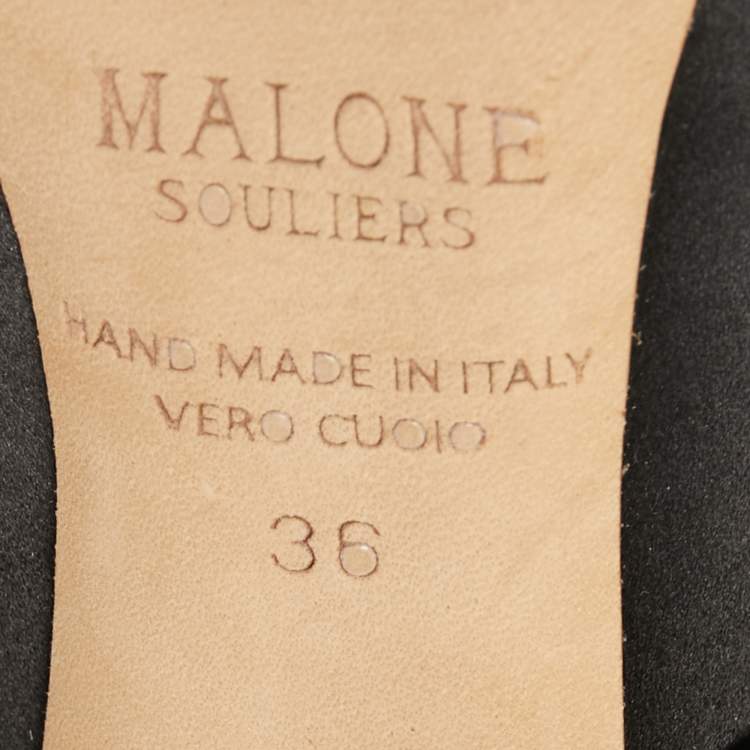 Pre Owned Malone Souliers Black Satin Maureen Mules Size 36
