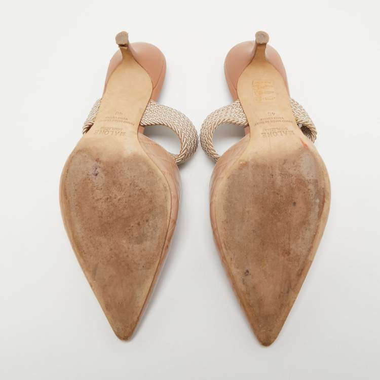 Pre Owned Malone Souliers Beige Croc Embossed Leather Maisie Mules Size 40