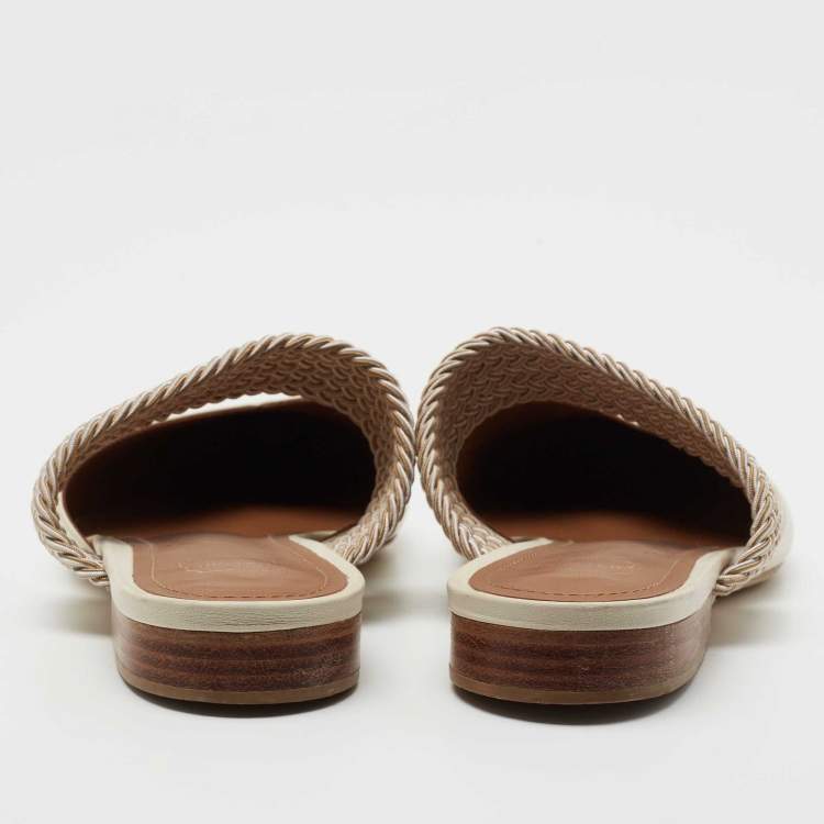 Pre Owned Malone Souliers Off White Leather Maisie Flat Mules Size 37