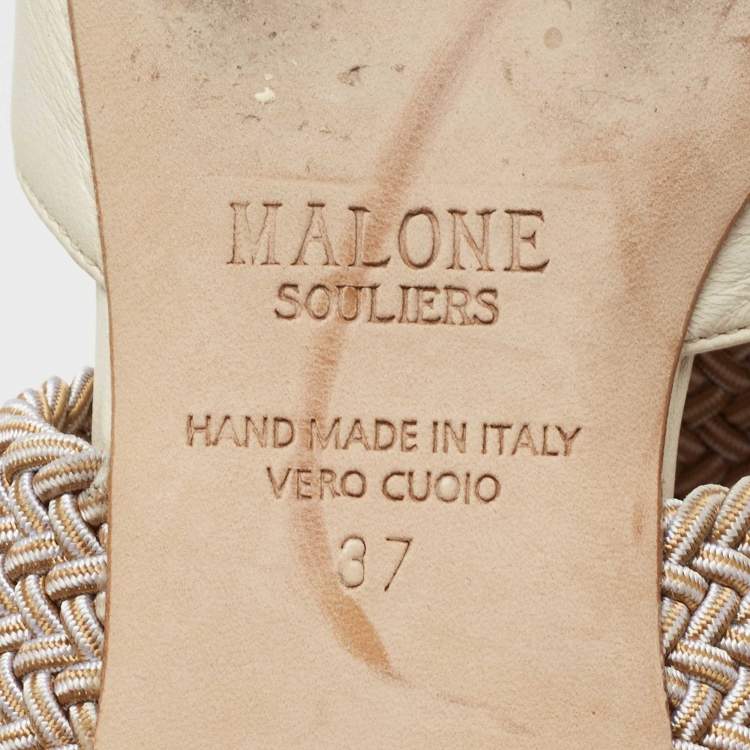 Pre Owned Malone Souliers Off White Leather Maisie Flat Mules Size 37
