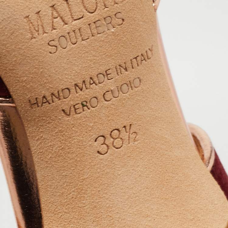 Pre Owned Malone Souliers Burgundy Satin Imogen Mules Size 38.5