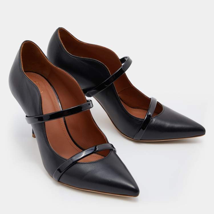 Pre Owned Malone Souliers Black Patent and Leather Maureen Pumps Size 36