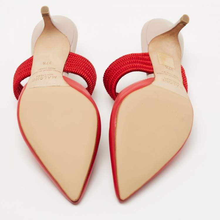 Pre Owned Malone Souliers Red/Pink Leather Maisie Mules 37.5