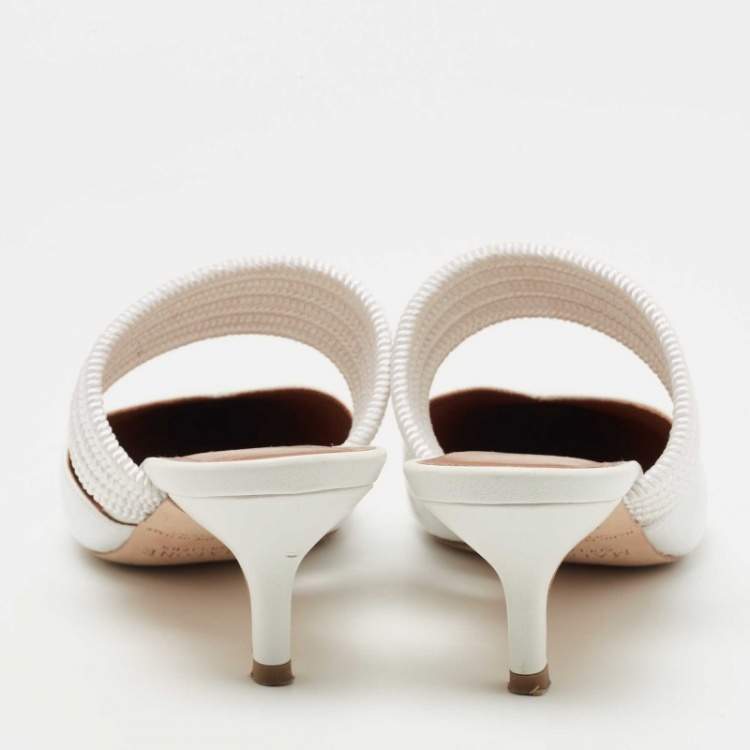 Pre Owned Malone Souliers White Croc Embossed Leather Maisie Mules Size 36