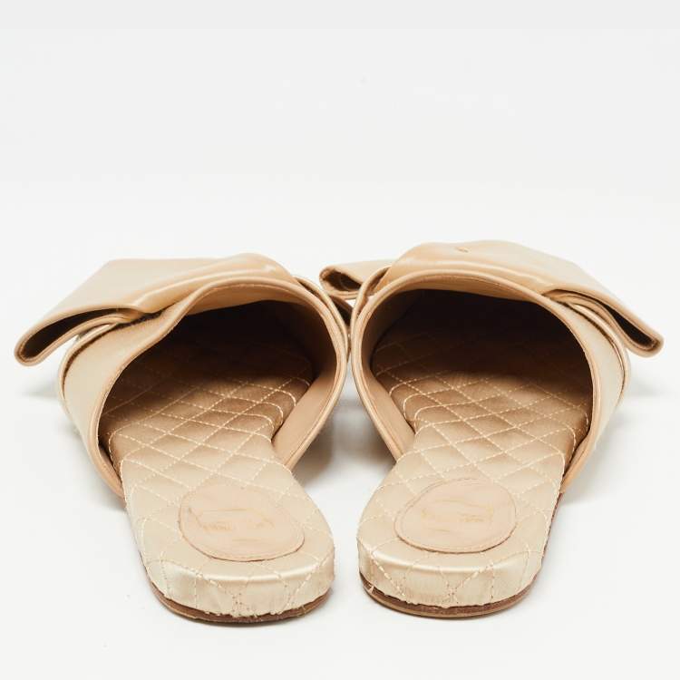 مملوكة مسبقًا Malone Souliers Two Tone Satin and Leather Bow Flat Mules Size 37