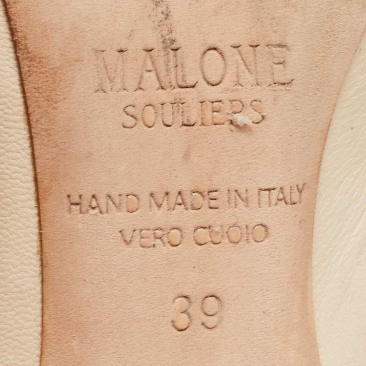 Pre Owned Malone Souliers Beige/Brown Leather Maureen Mules Size 39