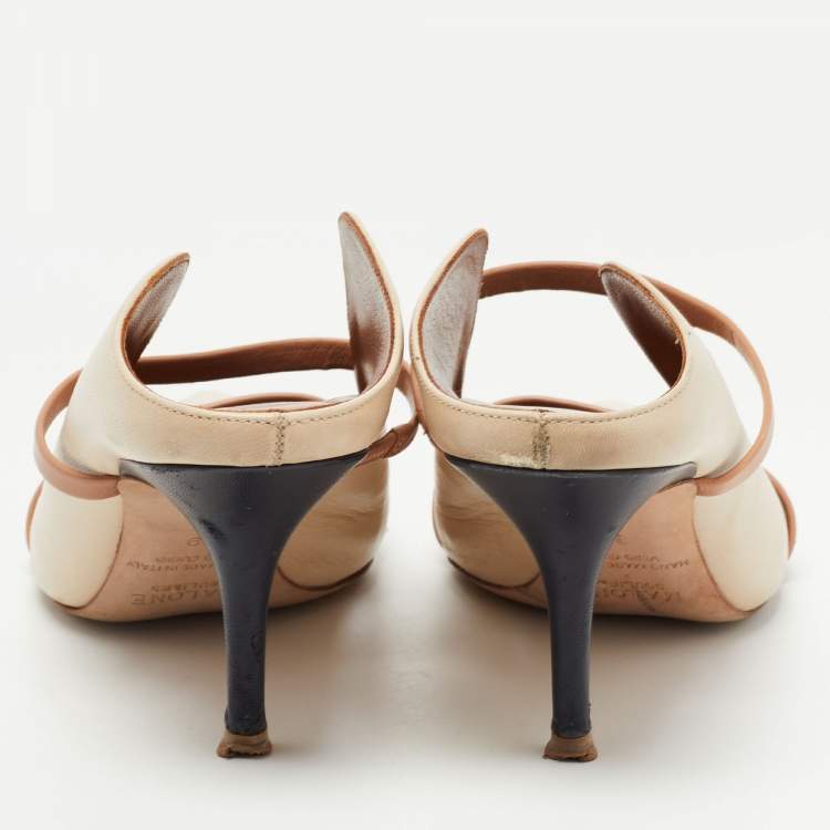 Pre Owned Malone Souliers Beige/Brown Leather Maureen Mules Size 39