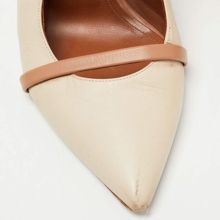 Pre Owned Malone Souliers Beige/Brown Leather Maureen Mules Size 39