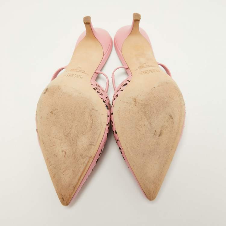 Pre Owned Malone Souliers x FTA Pink Laser Cut Leather Marla Mules Size 40