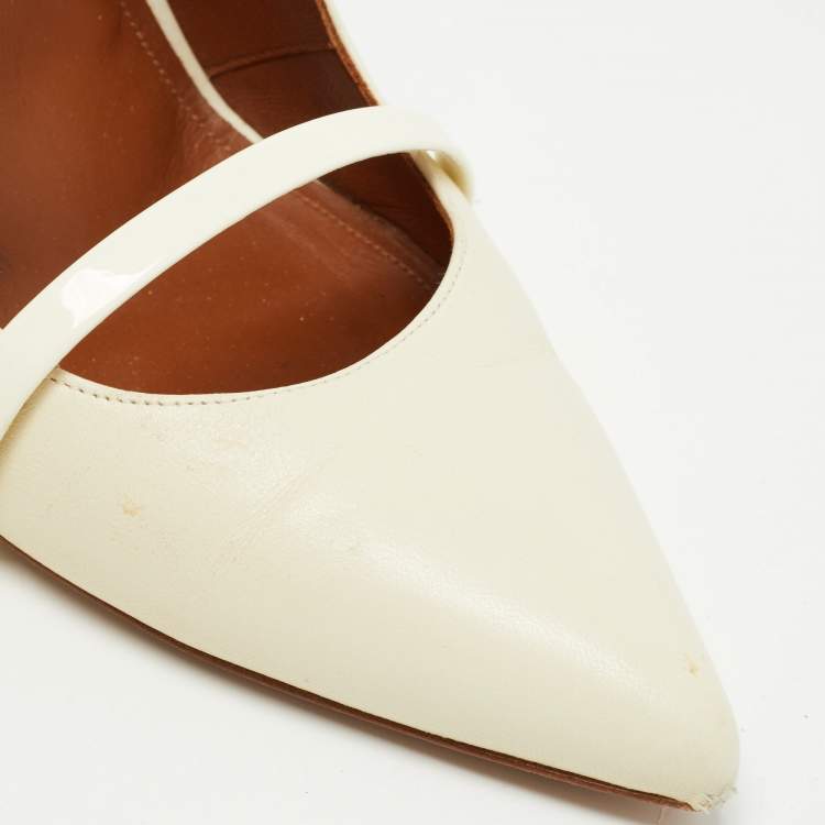 Pre Owned Malone Souliers Off White Leather Maureen Mules Size 41