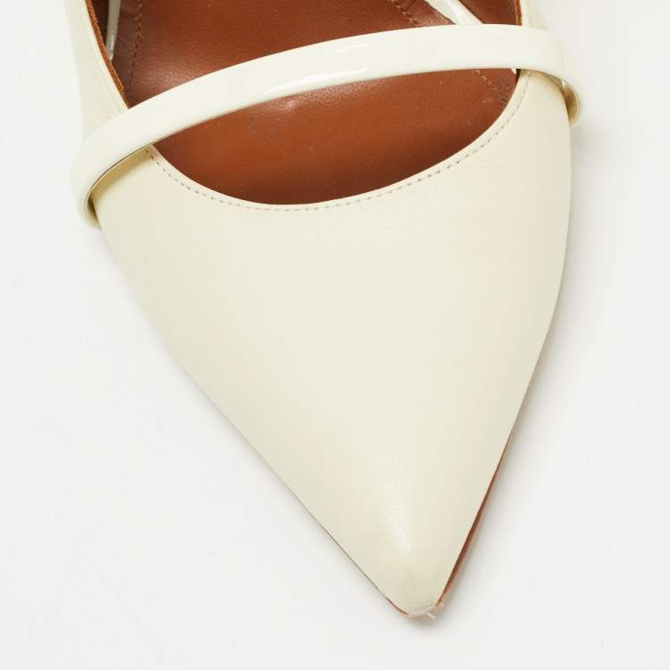 Pre Owned Malone Souliers Off White Leather Maureen Mules Size 41