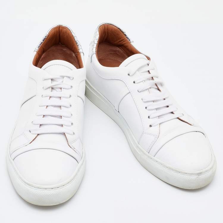 Pre Owned Malone Souliers White/Silver Leather Musa Sneakers Size 37
