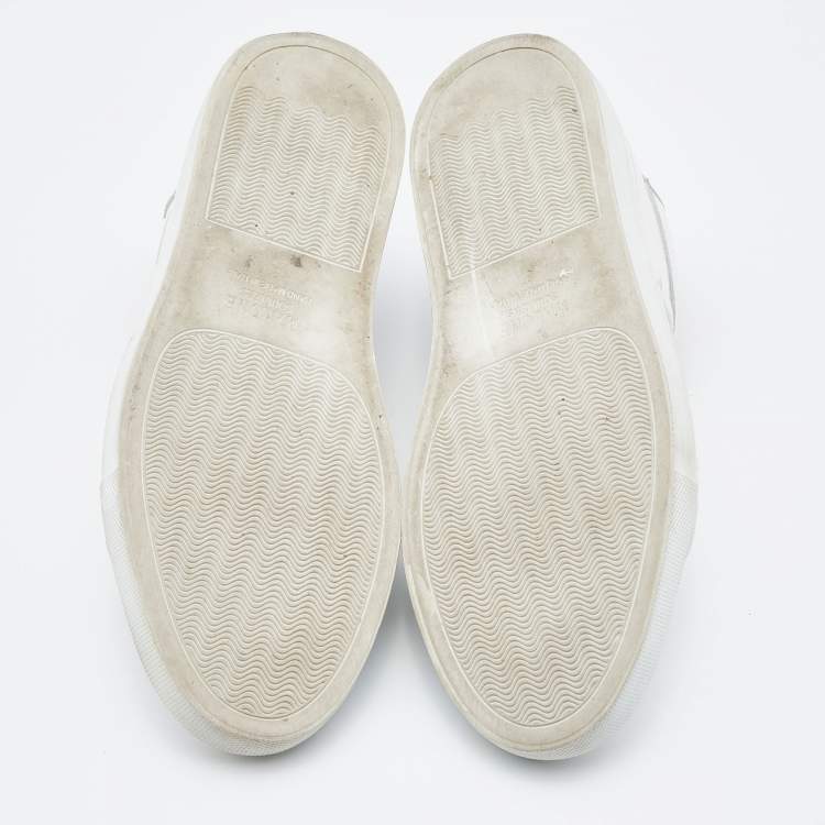 Pre Owned Malone Souliers White/Silver Leather Musa Sneakers Size 37