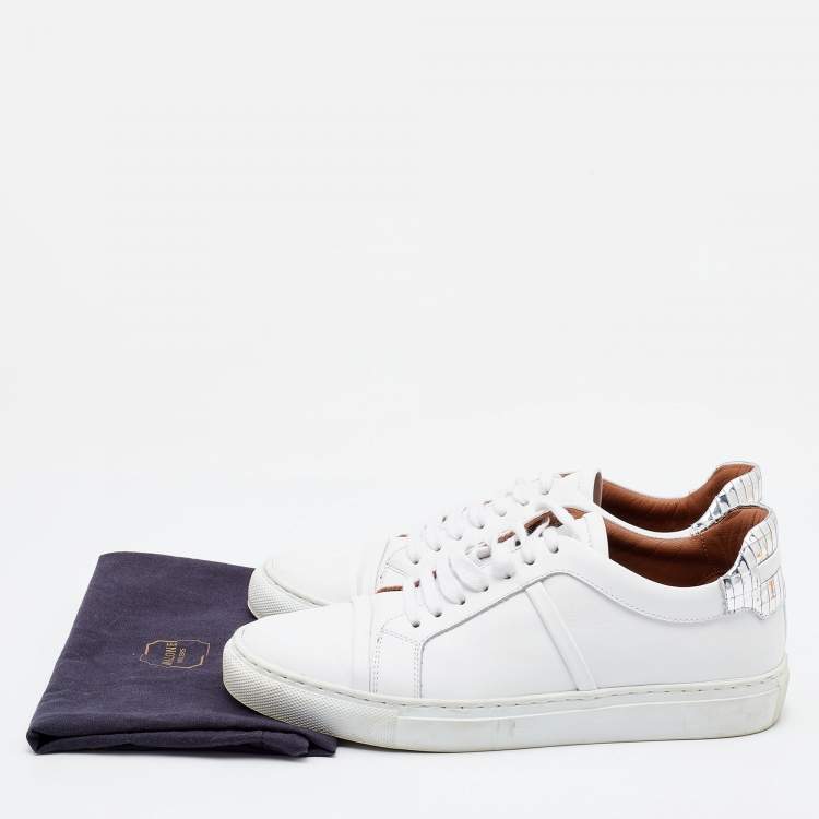 Pre Owned Malone Souliers White/Silver Leather Musa Sneakers Size 37